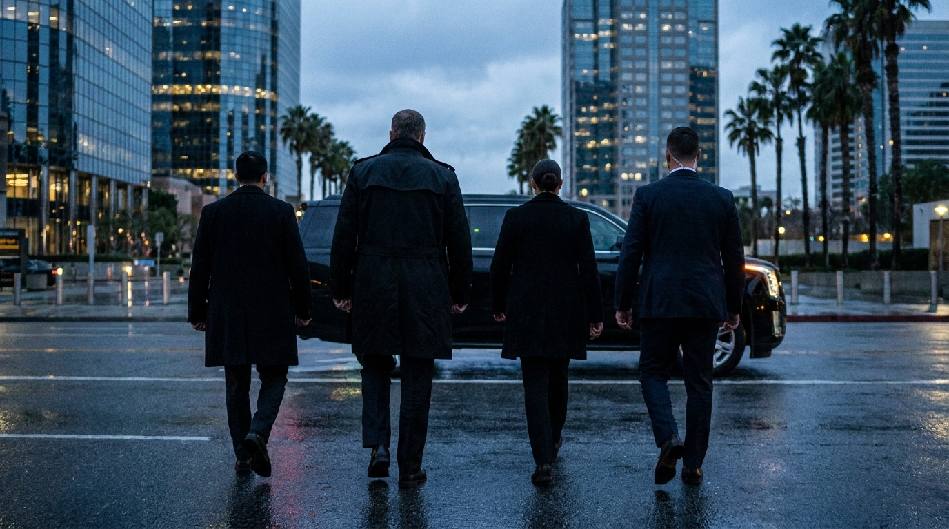 Close protection detail in a Latin American city